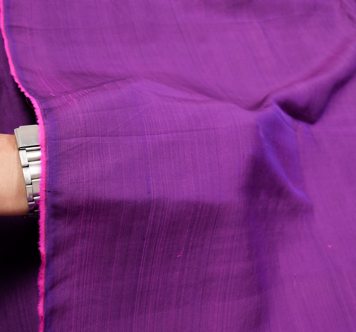 Sushila Vintage Pure Silk Sari Remnant Scrap Magenta Blue Dual Tone Craft Fabric
