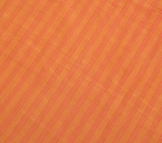 Sushila Vintage Mustard Checks Woven Sari Remnant Scrap Pure Silk Craft Fabric