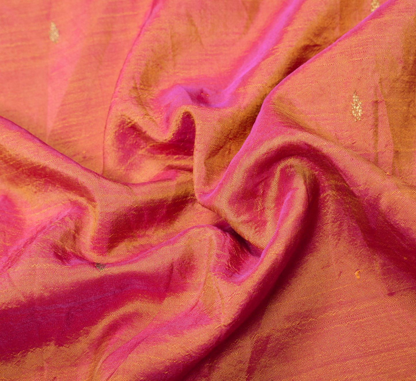 Sushila Vintage Pure Silk Sari Remnant Scrap Purple Yellow DualTone Craft Fabric