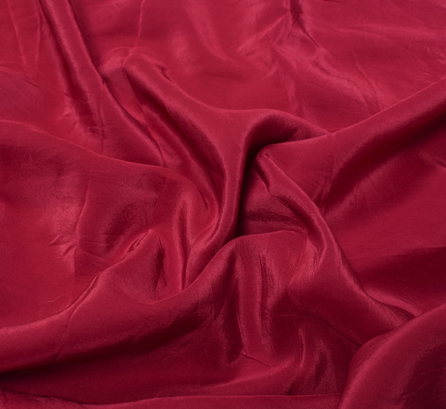 Sushila Vintage Maroon Sari Remnant Scrap Pure CrepeSilk Soft Plain Craft Fabric
