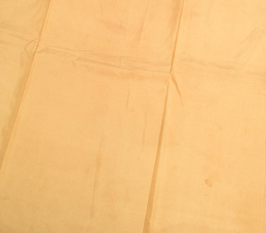 Sushila Vintage Beige Sari Remnant Scrap Hand Woven Soft Pure Silk Craft Fabric