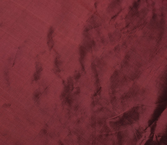 Sushila Vintage Maroon Sari Remnant Scrap Pure Silk Dual Toned Soft Craft Fabric