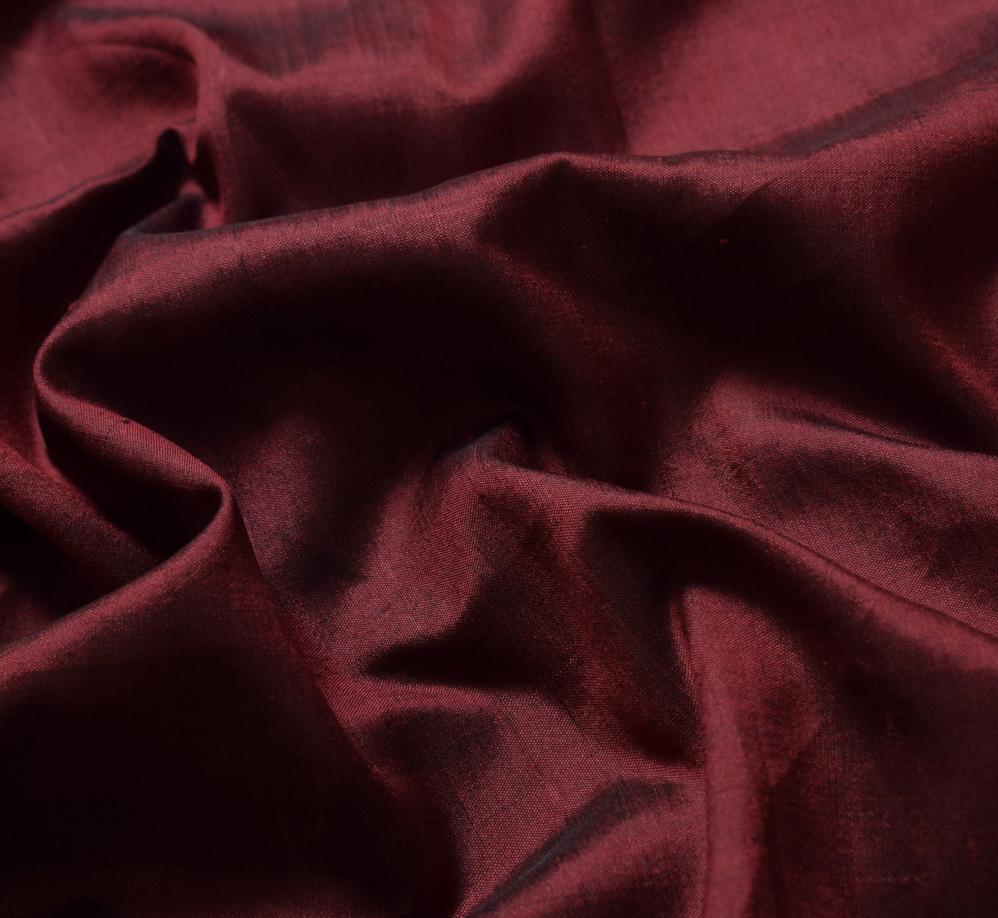 Sushila Vintage Maroon Sari Remnant Scrap Pure Silk Dual Toned Soft Craft Fabric