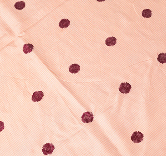 Sushila Vintage Pink Sari Remnant Scrap Hand Woven Phulkari Silk Craft Fabric