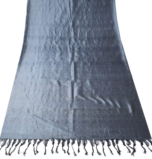 Sushila Vintage Gray Sari Remnant Scrap Dual Tone Pure Silk Soft Craft Fabric