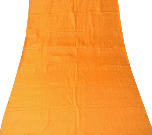Sushila Vintage Orange Sari Remnant Scrap Multi Purpose Pure Silk Craft Fabric