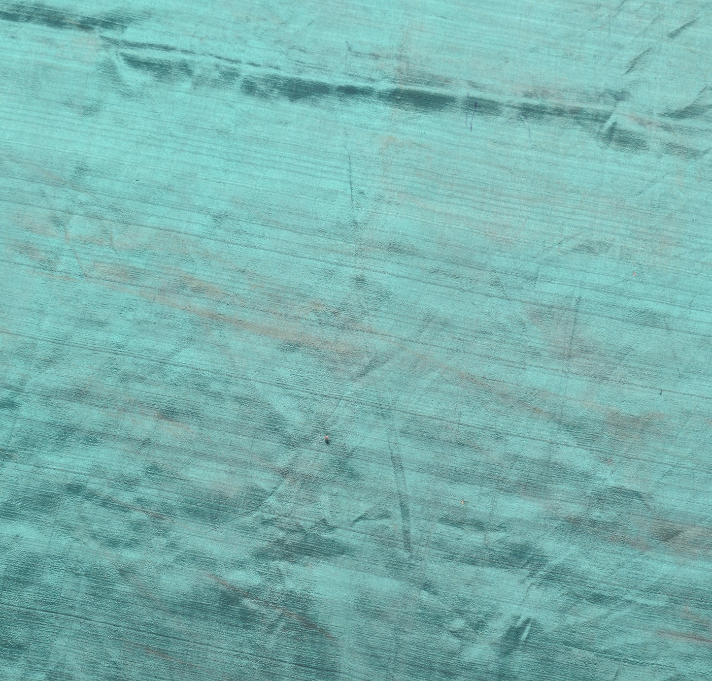 Sushila Vintage Teal Green Sari Remnant Scrap Hand Woven Pure Silk Craft Fabric
