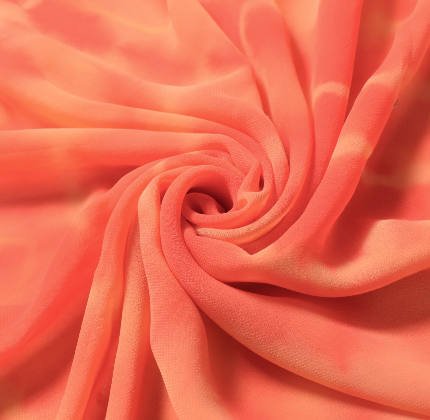 Sushila Vintage Peach Sari Remnant Scrap Art Georgette Silk Tie-Dye Craft Fabric