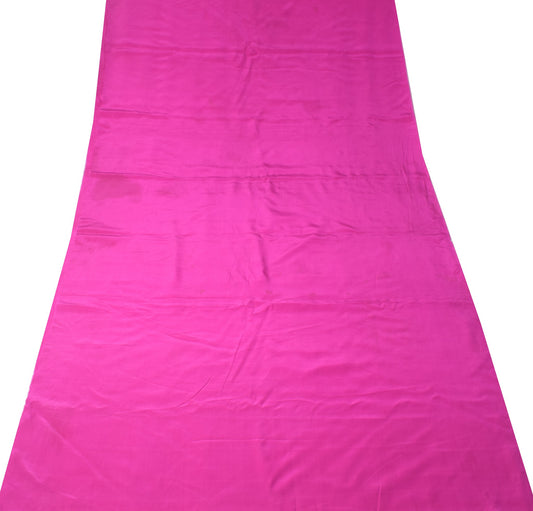 Sushila Vintage Fuchsia Pink Sari Remnant Scrap Pure Crepe Silk 4YD Craft Fabric