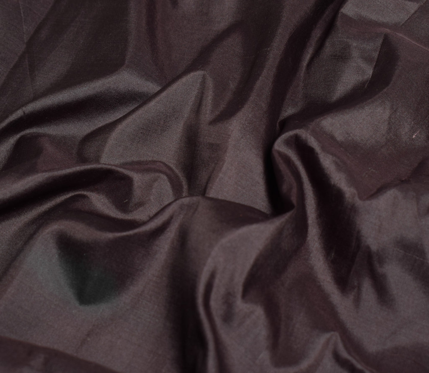 Sushila Vintage Dark Chocolate Sari Remnant Scrap Pure Silk Plain Craft Fabric