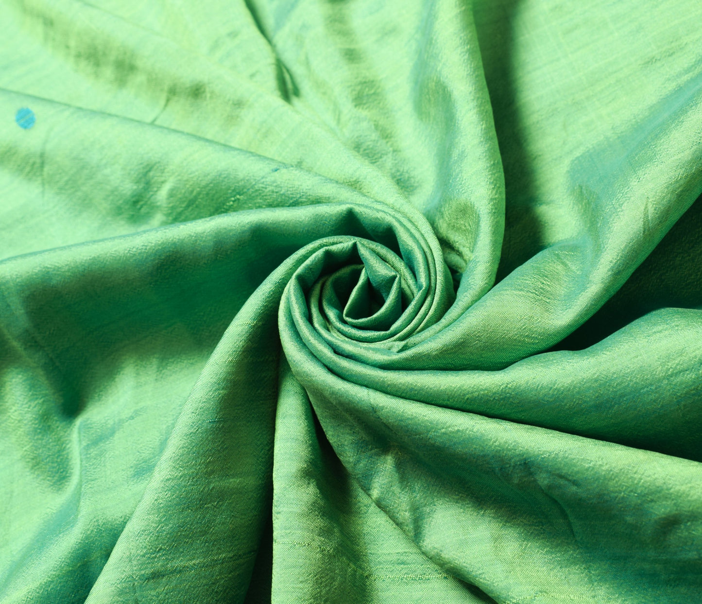 Sushila Vintage Green Dual Toned Sari Remnant Scrap Pure Silk 5Yard Craft Fabric