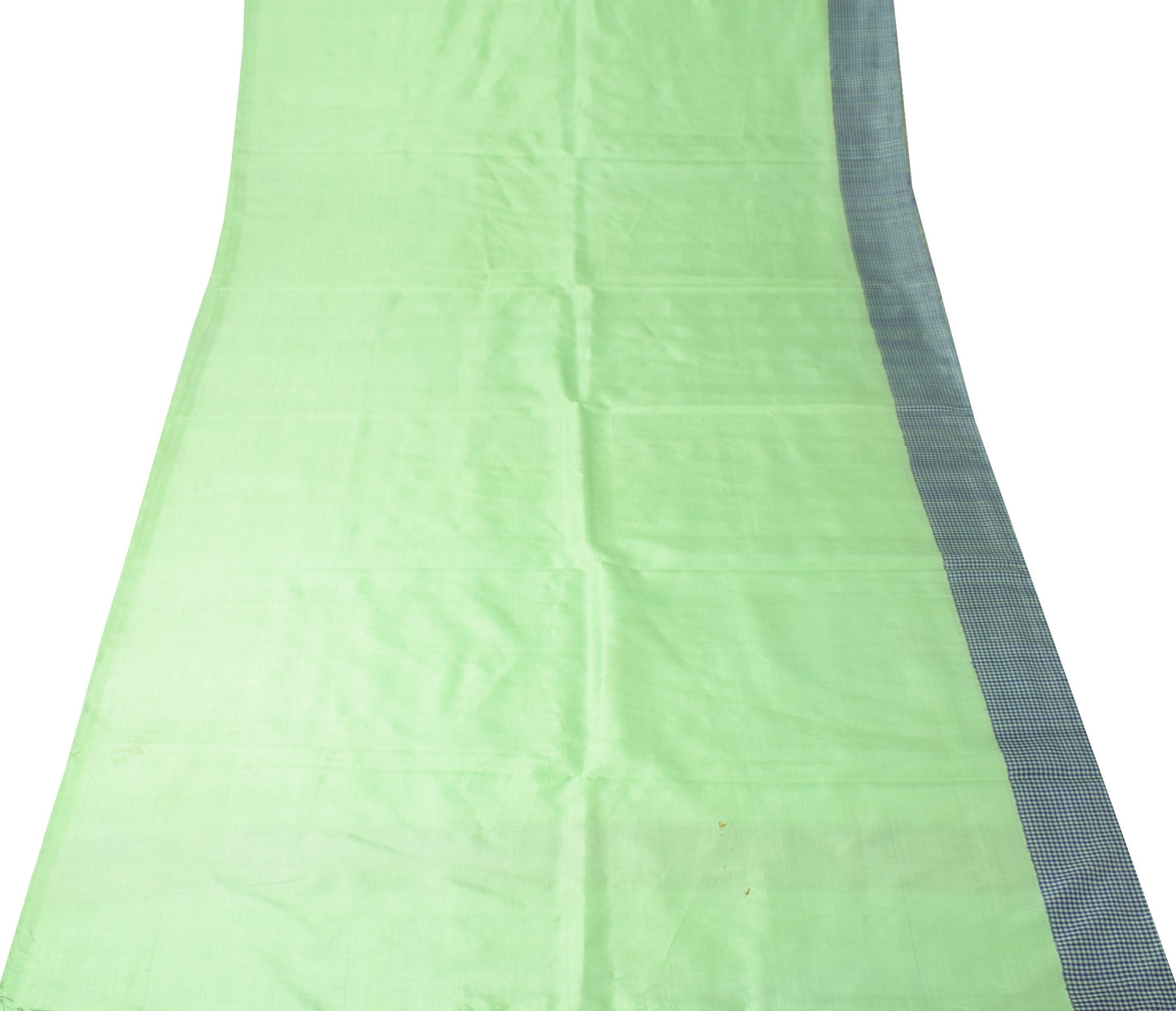 Sushila Vintage Green Sari Remnant Scrap Multi Purpose Pure Silk Craft Fabric