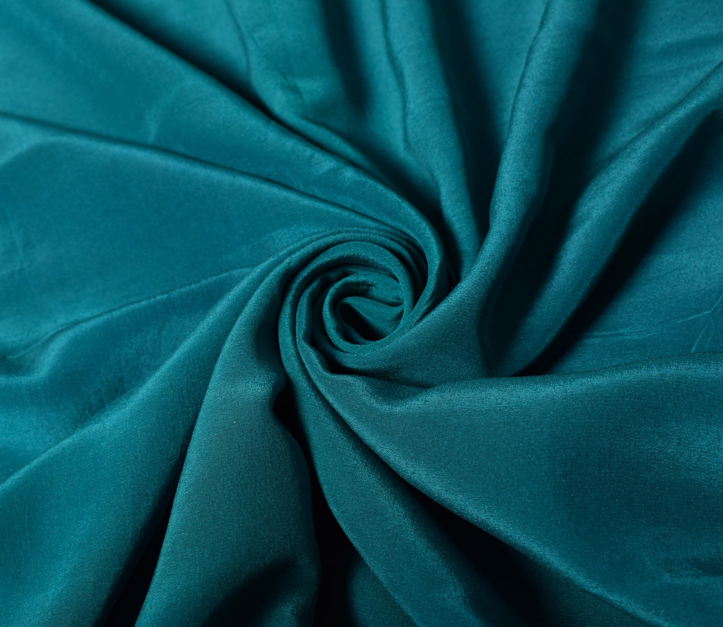Sushila Vintage Teal Blue Sari Remnant Scrap Pure Crepe Silk Plain Craft Fabric