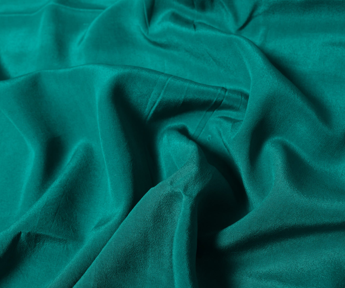 Sushila Vintage Pure Crepe Silk Sari Remnant Scrap Soft Teal Green Craft Fabric