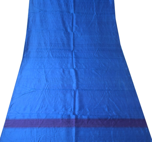 Sushila Vintage Blue Sari Remnant Scrap Multi Purpose Pure Silk Craft Fabric