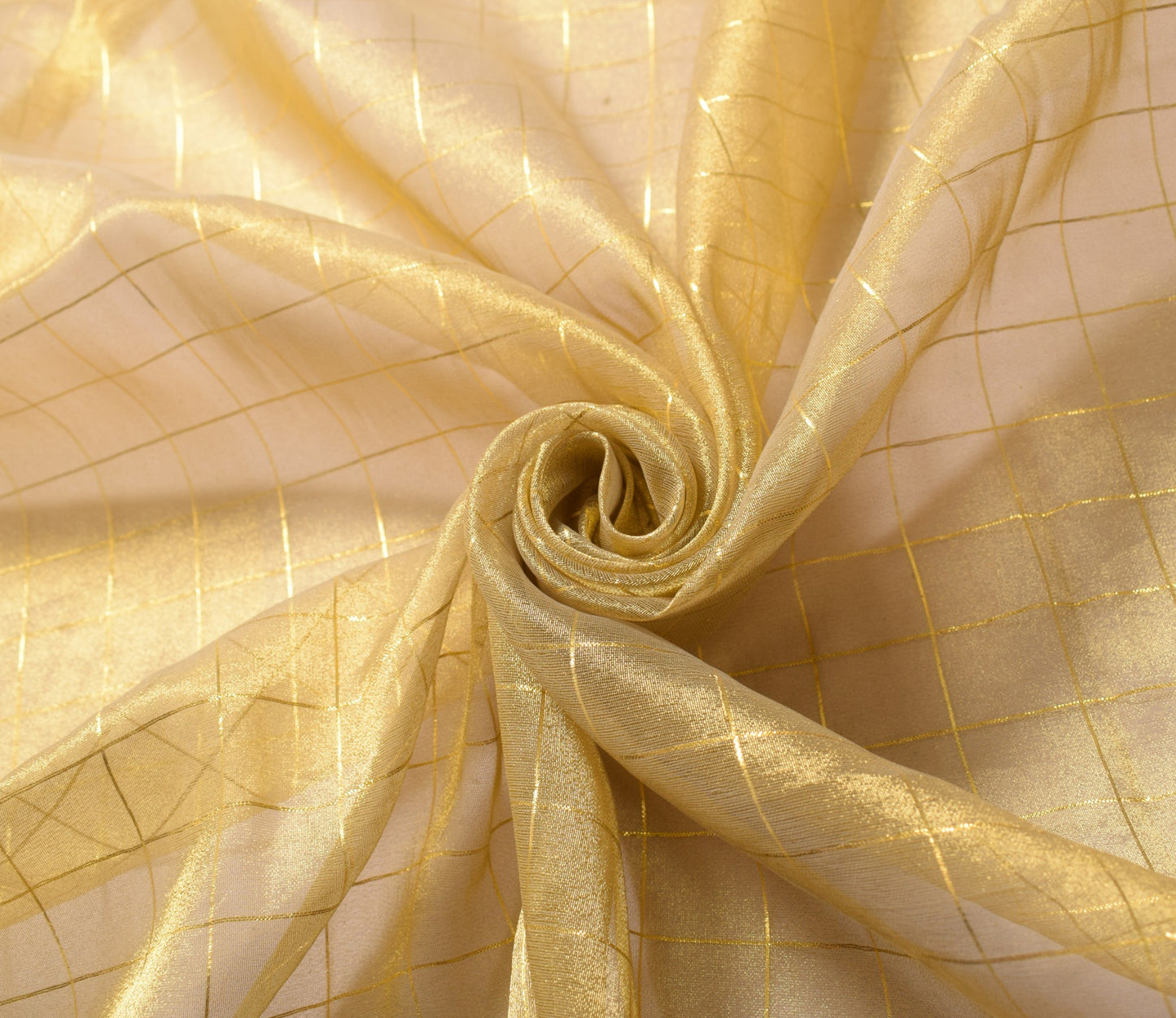 Sushila Vintage Golden Sari Remnant Scrap Art Tissue Zari Woven Craft Fabric