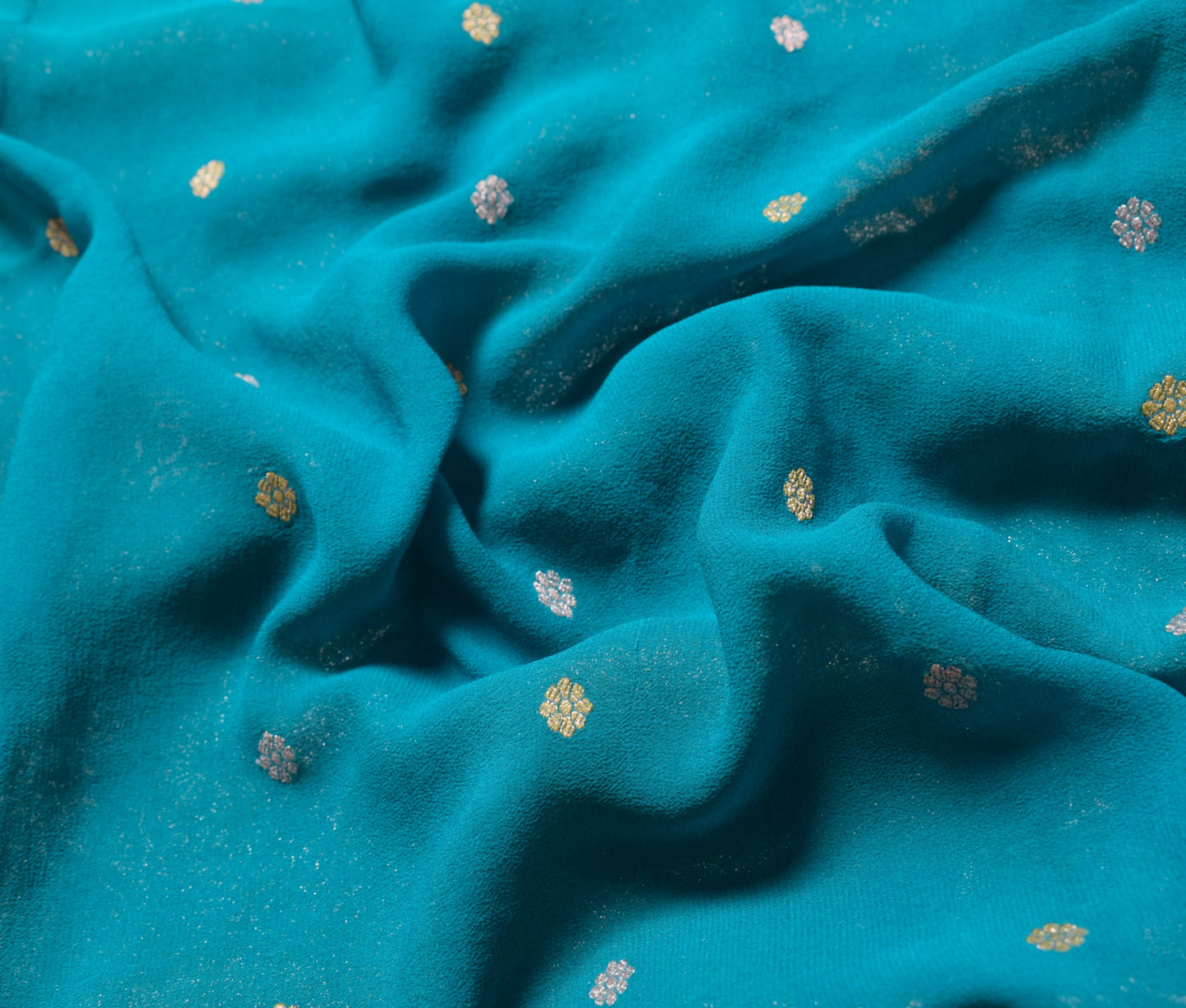 Sushila Vintage Banarasi Georgette Sari Remnant Scrap Brocade 5 YDs Craft Fabric