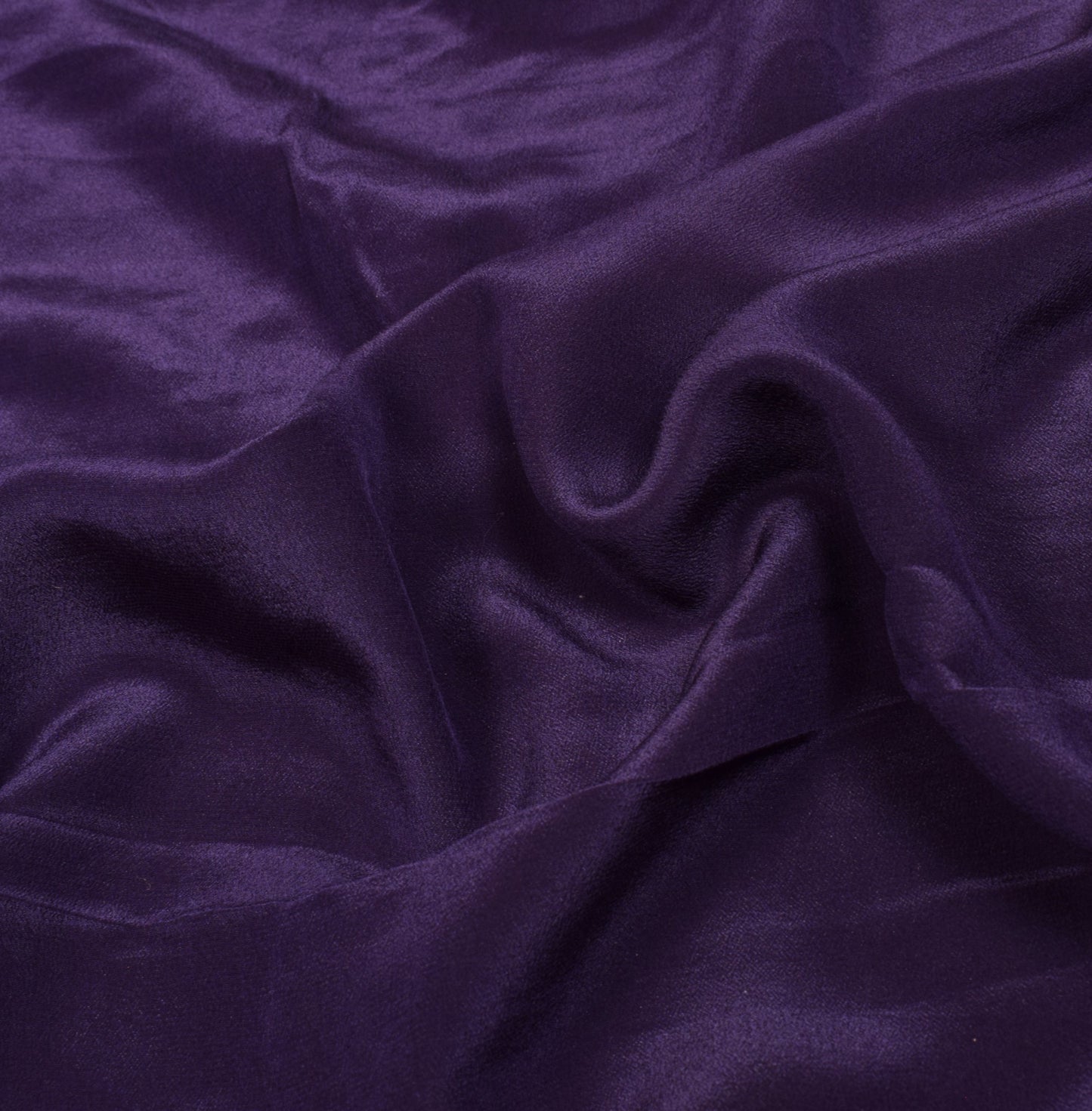 Sushila Vintage Dark Purple Sari Remnant Scrap Pure Crepe 5 Yard Craft Fabric