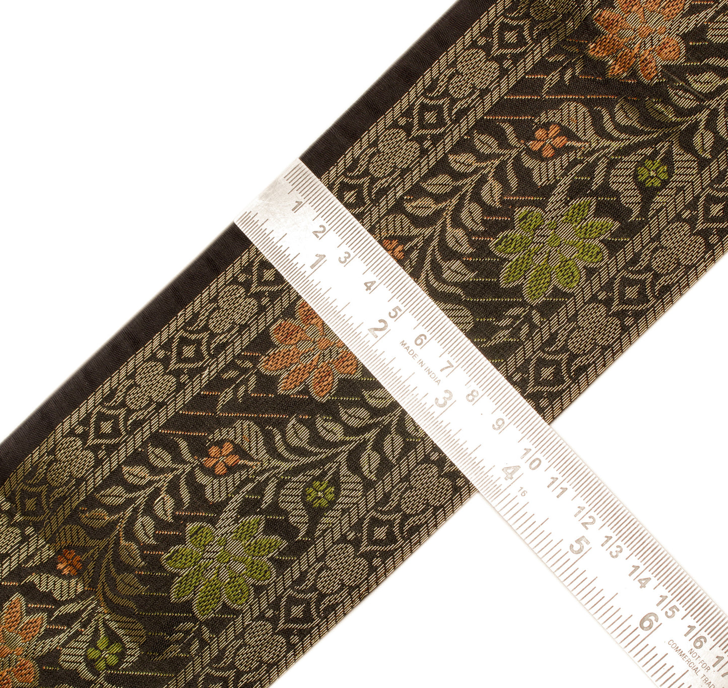 Sushila Vintage 1 Yard Black Woven Sari Border Craft Trim Sewing Ribbon Lace