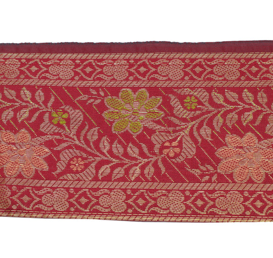 Sushila Vintage 1 Yard Sari Indian Border Craft Trim Sewing Ribbon Lace Edge Red