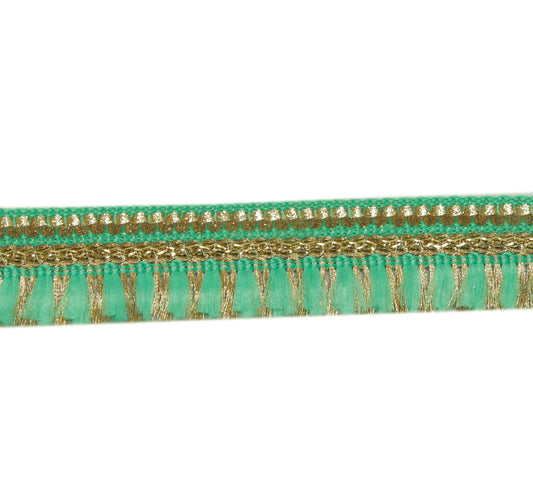 Sushila Vintage 6 Yard Sari Border Craft Trim Sewing Ribbon Lace Edge Tape Green
