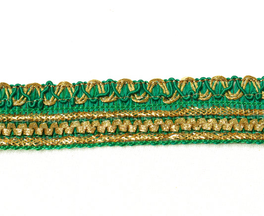 Sushila Vintage 3 Yard Sari Border Craft Trim Sewing Ribbon Lace Edge Green