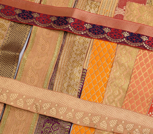 Sushila Vintage Sari Border Assorted Lot of 68 Pc Remnant Trim Craft Sewing Lace