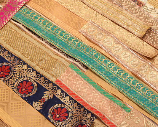 Sushila Vintage Sari Border Assorted Lot of 65 Pc Remnant Trim Craft Sewing Lace