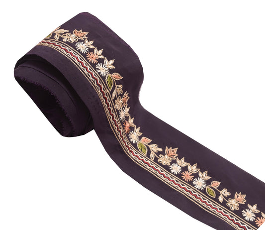 Sushila Vintage Purple Saree Border Craft Sewing Trim Embroidered Lace Ribbon