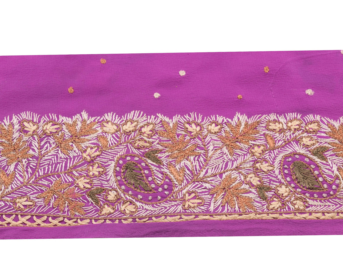 Sushila Vintage Purple Saree Border Craft Sewing Trim Embroidered Crepe Ribbon