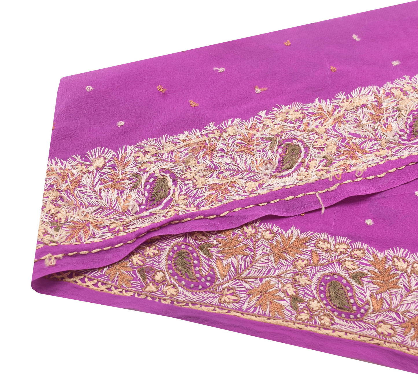 Sushila Vintage Purple Saree Border Craft Sewing Trim Embroidered Crepe Ribbon