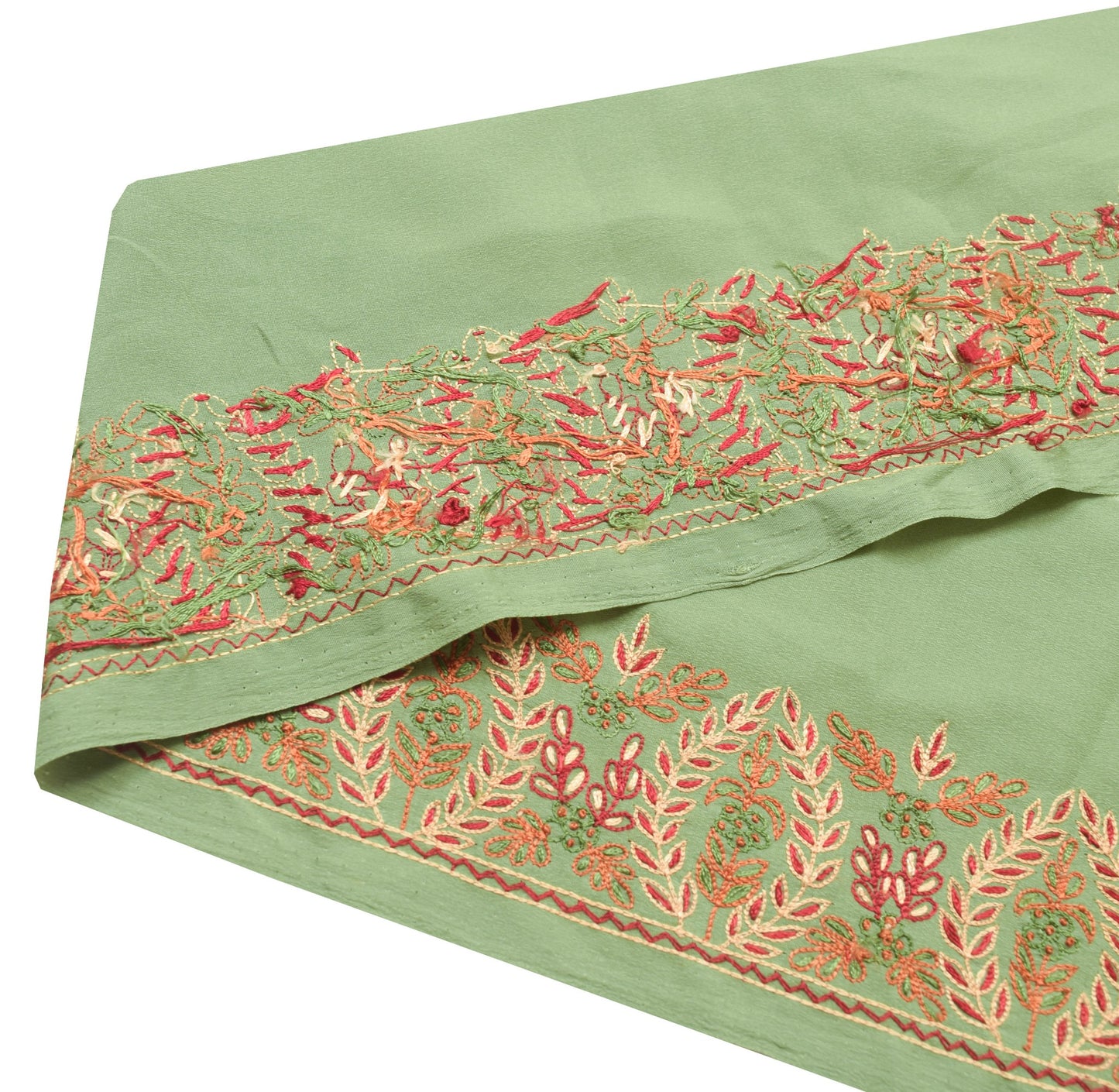 Sushila Vintage Green Saree Border Indian Craft Sewing Trim Hand Work Ribbon