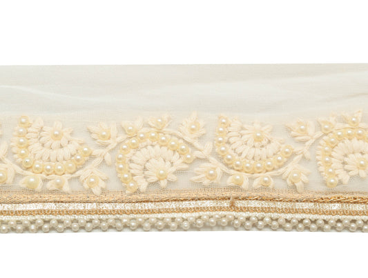 Sushila Vintage White Floral Saree Border Indian Craft Sewing Trim Lace Ribbon