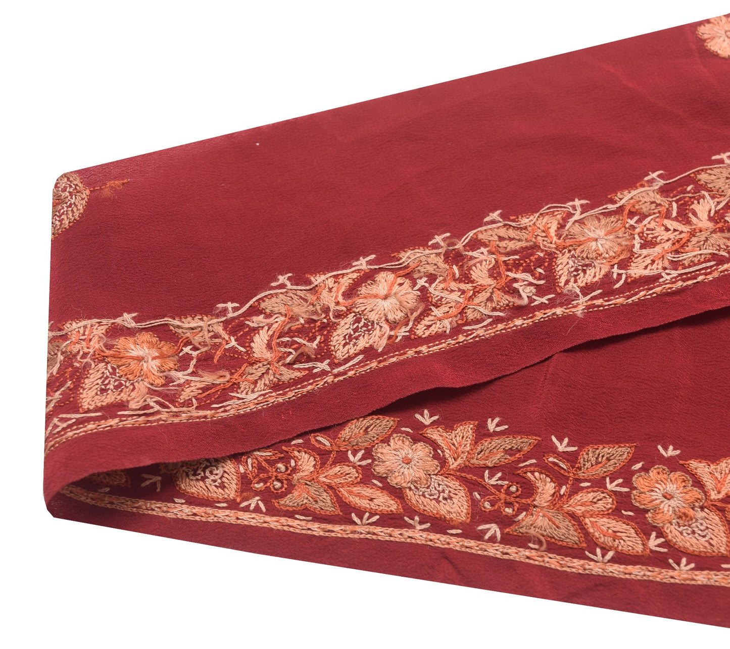 Sushila Vintage Maroon Saree Border Indian Embroidered Craft Sewing Trim Lace
