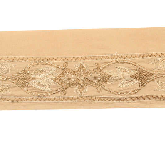 Sushila Vintage Brown Saree Border Embroidered Crepe Craft Sewing Trim Lace