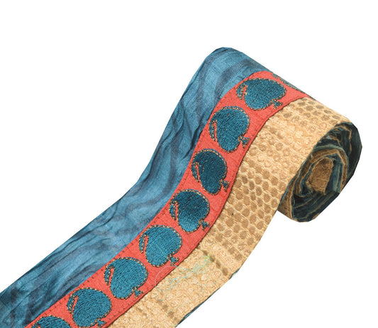 Sushila Vintage Silk Saree Border Indian Craft Sewing Trim Woven Lace Ribbon