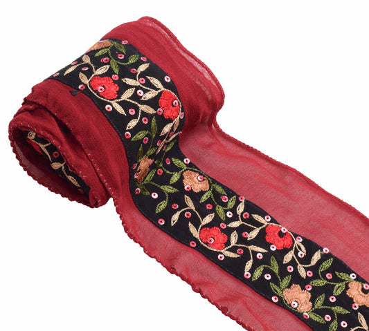 Sushila Vintage Black Saree Border Embroidere Craft Sewing Trim WORK Lace Ribbon