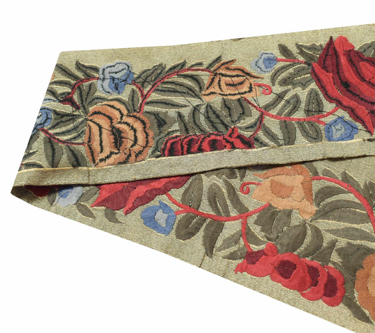 Sushila Vintage Green Silk Saree Border Craft Sewing Trim Embroidery Lace Ribbon