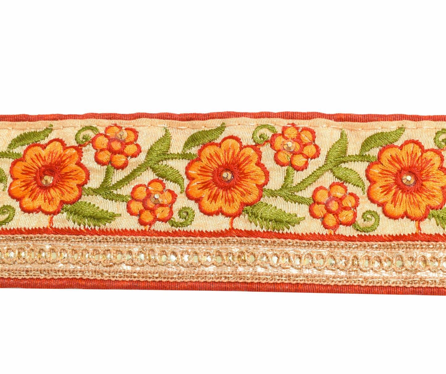 Sushila Vintage Cream Embroidered Saree Border Craft Sewing Trim Silk Ribbon
