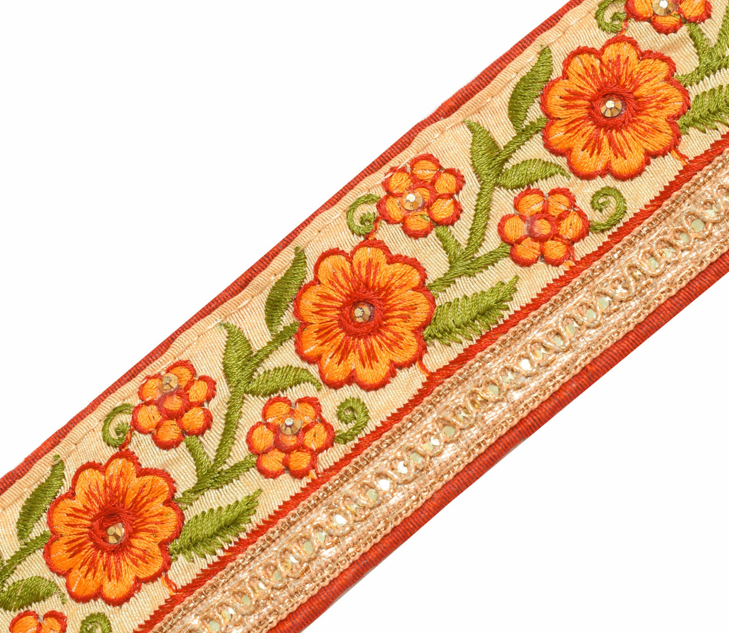 Sushila Vintage Cream Embroidered Saree Border Craft Sewing Trim Silk Ribbon