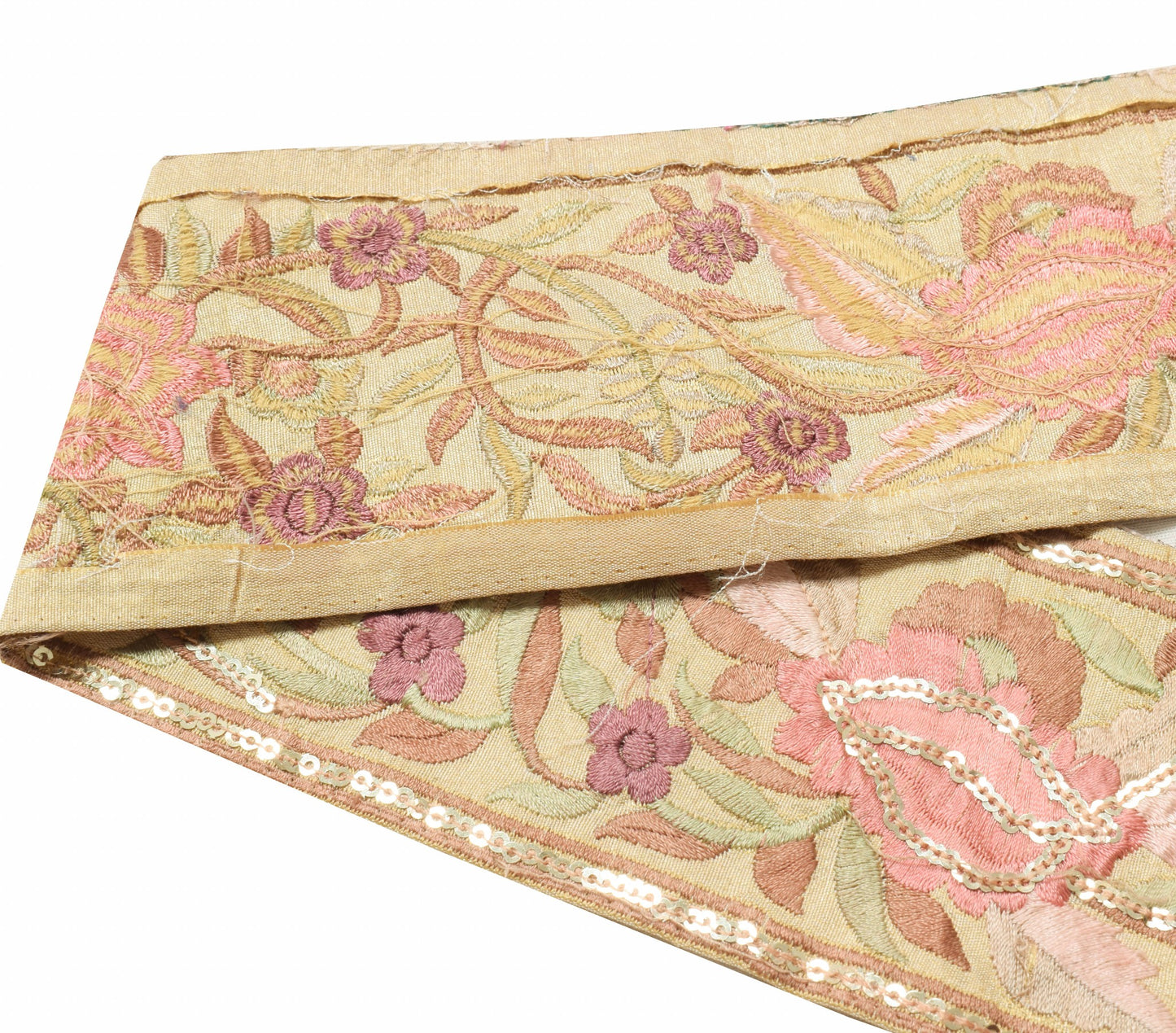 Sushila Vintage Cream Saree Border Embroidered Craft Sewing Trim Lace Ribbon
