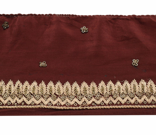 Sushila Vintage Maroon Saree Border Zardozi Work Craft Sewing Trim Lace Ribbon