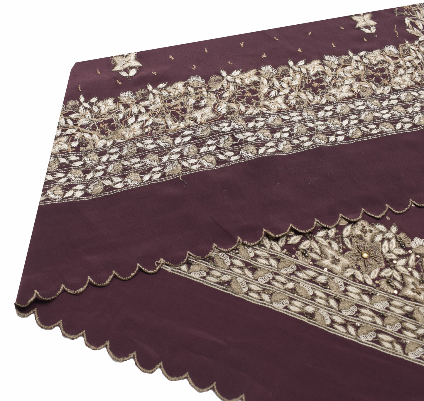 Sushila Vintage Saree Border Art Crepe Craft Sewing Trim Hand Embroidered Lace