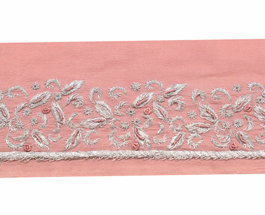 Sushila Vintage Dusty Rose Saree Border Embroidered Craft SewingTrim Lace Ribbon