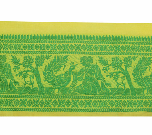 Sushila Vintage Green Saree Border Baluchari Woven Silk Craft Sewing Trim Lace