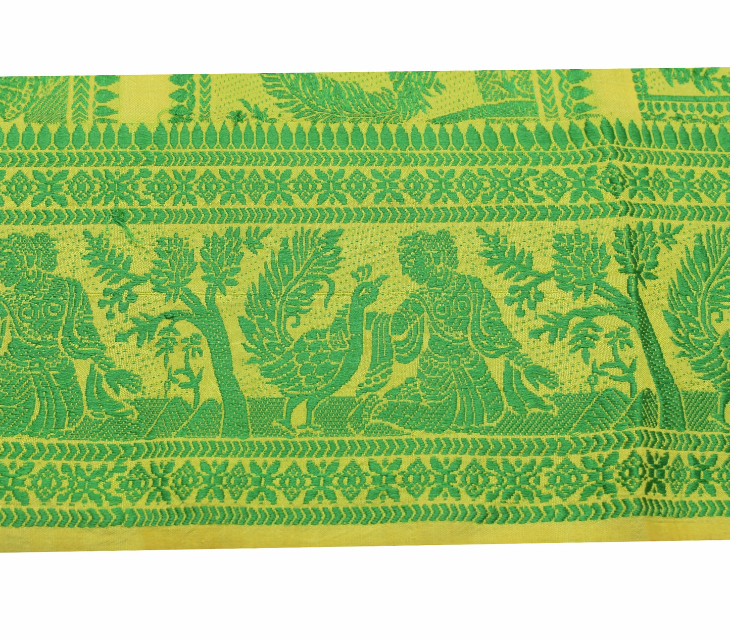 Sushila Vintage Green Saree Border Baluchari Woven Silk Craft Sewing Trim Lace
