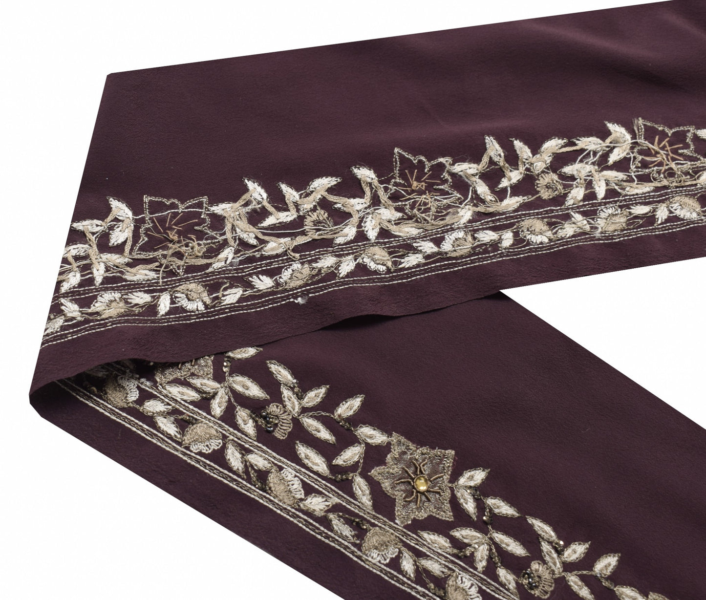 Sushila Vintage Hand Embroidered Saree Border Craft Sewing Trim Floral Lace