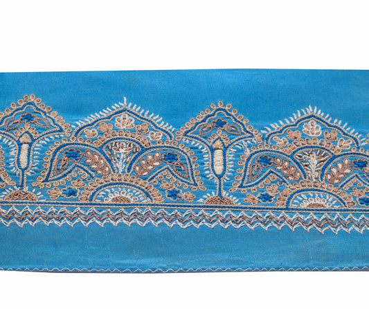 Sushila Vintage Sky Blue Saree Border Hand Work Craft Sewing Trim Lace Ribbon