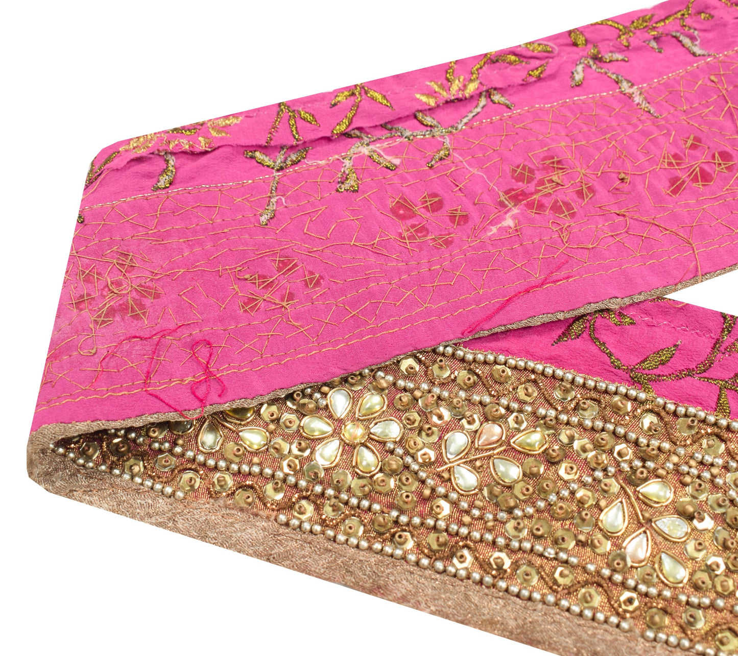 Sushila Vintage Crepe Saree Border Hand Beaded Craft Sewing Trim Lace Ribbon