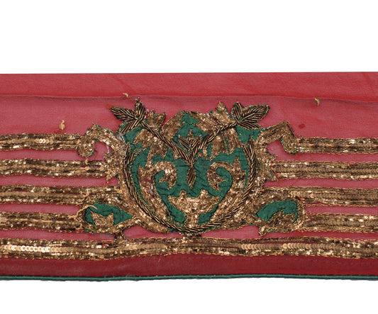 Sushila Vintage Maroon Saree Border Zardozi Work Craft Sewing Trim Lace Ribbon